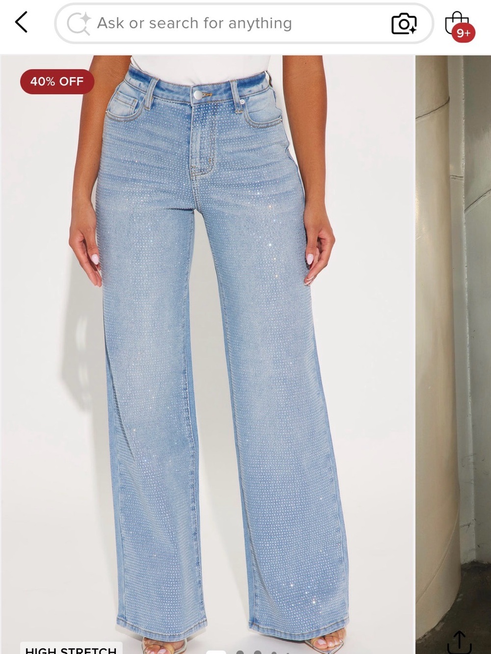 Plus Size Fashion Nova Zahra Embellished Straight Leg Jeans - Light Wash